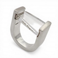 Inel Salvatore Ferragamo "Vara Bow" din argint și cristal | rară piesă de design contemporan | cca. 2010 - 2015